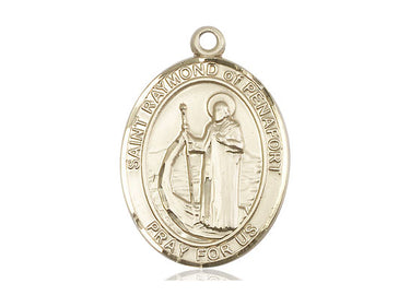 14kt Solid Gold St. Raymond of Penafort Medal Pendant 1 inch by 3/4 inch handcrafted by Bliss Manufacturing