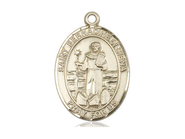 14kt solid gold St. Bernadine of Siena patron saint medal pendant 1 inch x 3/4 inch handcrafted by Bliss