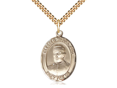 14kt Gold Filled Blessed Miguel Pro medal necklace 1x3/4 inch pendant 24 inch chain Bliss