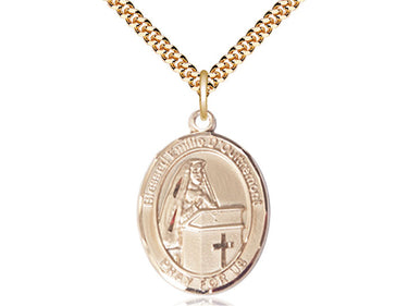 14kt gold filled Blessed Emilee Doultremont medal necklace with 24 inch chain by Bliss Manufacturing