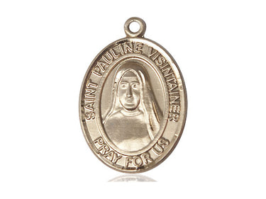 14kt Solid Gold St. Pauline Visintainer Patron Saint Medal Pendant 1 x 3/4 inch by Bliss Manufacturing