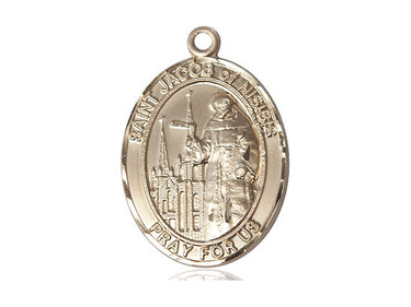 14kt Solid Gold St. Jacob of Nisibis Patron Saint Medal Pendant 1 x 3/4 inch by Bliss Manufacturing