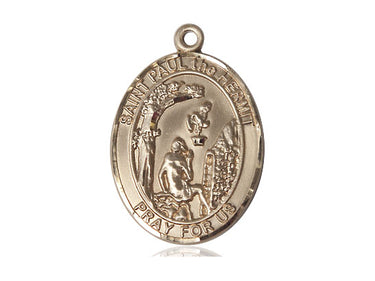 14kt Solid Gold St. Paul the Hermit patron saint medal pendant 1x3/4 inches handcrafted by Bliss