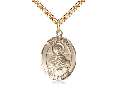 14kt gold filled St. Daria patron saint medal necklace with 24 inch curb chain, handcrafted by Bliss