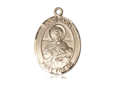 14kt Solid Gold St. Daria Patron Saint Medal Pendant 1 x 3/4 inches by Bliss Manufacturing USA