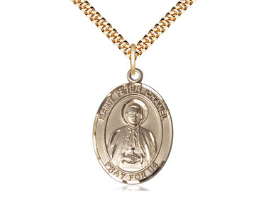 14kt Gold Filled St. Peter Chanel patron saint medal necklace with 24 inch curb chain by Bliss Manufacturing