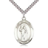 Sterling Silver St. Columbkille Irish Patron Saint Medal Necklace 1x3/4 inch on 24 inch Chain by Bliss