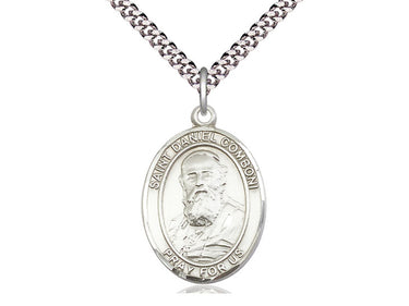 Sterling Silver St. Daniel Comboni Patron Saint Medal Necklace 1x3/4 inch on 24 inch Chain by Bliss