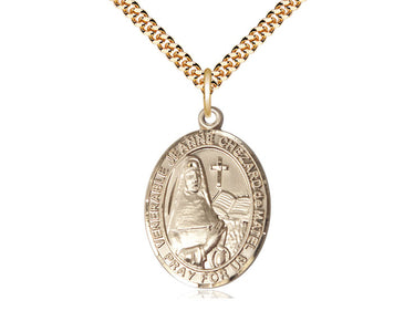 14kt Gold Filled Jeanne Chezard de Matel Patron Saint Medal Necklace 1 x 3/4 inch with 24 inch Chain by Bliss