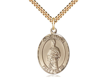 14kt Gold Filled St. Eligius Medal Necklace 1x3/4 inch Medium Pendant 24 inch Curb Chain Bliss USA