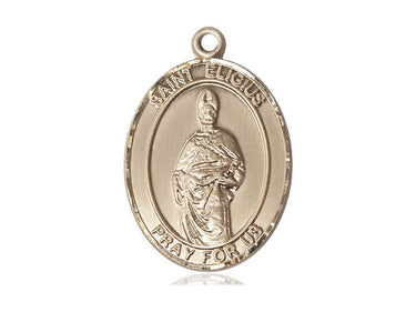 14kt Solid Gold St. Eligius Medal Pendant 1x3/4 inch Medium Catholic Patron Saint Bliss USA