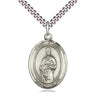 Sterling Silver St. Eligius Medal Necklace 1x3/4 inch Medium Pendant 24 inch Curb Chain Bliss USA