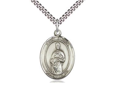 Sterling Silver St. Eligius Medal Necklace 1x3/4 inch Medium Pendant 24 inch Curb Chain Bliss USA