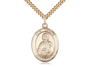 14kt Gold Filled St. Gerald Patron Saint Medal Necklace 1 inch x 3/4 inch on 24 inch Chain by Bliss