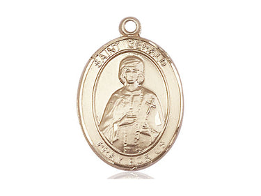 14kt Solid Gold St. Gerald of Aurillac Medal Pendant 1 inch by 3/4 inch - Handcrafted by Bliss Manufacturing