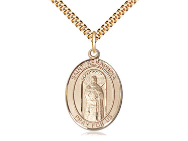 14kt Gold Filled St. Seraphina Medium Patron Saint Medal Necklace 1 x 3/4 inch with 24 inch Chain by Bliss