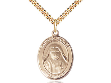 14kt Gold Filled St. Alphonsa Patron Saint Medal Necklace 1 inch by 3/4 inch on 24 inch Curb Chain by Bliss