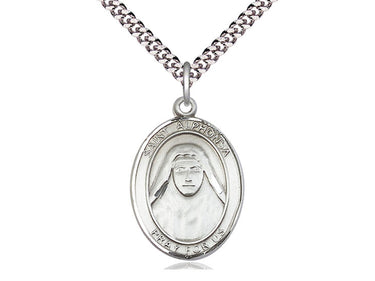 Sterling Silver St. Alphonsa Patron Saint Medal Necklace 1 inch by 3/4 inch on 24 inch Curb Chain by Bliss