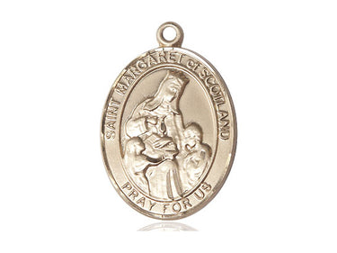 14kt solid gold St. Margaret of Scotland medal pendant 1 inch by 3/4 inch handcrafted by Bliss