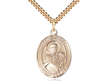 14kt Gold Filled St. Viator of Bergamo patron saint medal necklace 1 x 3/4 inch pendant 24 inch chain Bliss