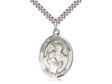 Sterling Silver St. Peter Patron Saint Medal Necklace with 24 inch Chain by Bliss Manufacturing