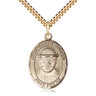 14kt Gold Filled St. Damien of Molokai Patron Saint Medal Necklace 1x3/4 inch on 24 inch Chain by Bliss Manufacturing