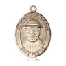 14kt Solid Gold St. Damien of Molokai Patron Saint Medal Pendant 1x3/4 inch Handcrafted by Bliss Manufacturing