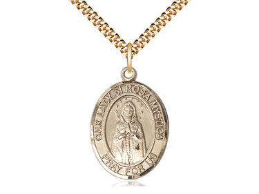 14kt Gold Filled Our Lady of Rosa Mystica Medal Necklace 1 inch x 3/4 inch with 24 inch chain by Bliss