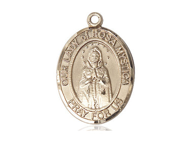 14kt Solid Gold Our Lady of Rosa Mystica Medal Pendant 1 inch x 3/4 inch handcrafted by Bliss