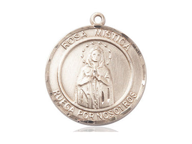 14kt Solid Gold Our Lady Rosa Mystica Medal Pendant 1 inch x 5/8 inch handcrafted by Bliss