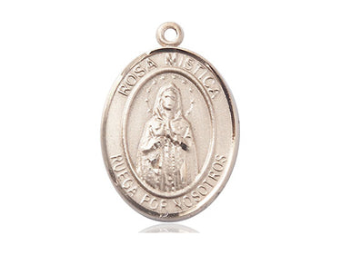 14kt Solid Gold Our Lady Rosa Mystica Medal Pendant 1 inch x 3/4 inch handcrafted by Bliss