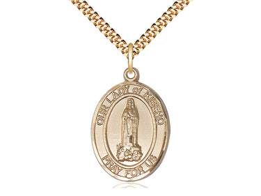 14kt gold filled Our Lady of Kibeho Catholic pendant necklace with 24 inch chain, handcrafted by Bliss Manufacturing