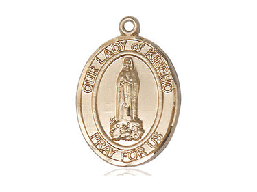 14kt Solid Gold Our Lady of Kibeho Medal Pendant 1x3/4 inch by Bliss Manufacturing