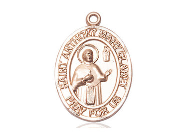 14kt solid gold St. Anthony Mary Claret patron saint medal pendant, 1 x 3/4 inch, handcrafted by Bliss