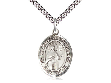Sterling Silver St. Anthony Mary Claret Catholic patron saint medal necklace 1 inch by three quarter inch with 24 inch chain by Bliss Manufacturing