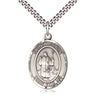Sterling Silver St. Maron Patron Saint Medal Necklace with 1 inch by 3/4 inch pendant on 24 inch curb chain by Bliss Manufacturing