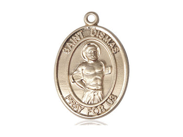14kt solid gold St. Dismas Good Thief patron saint medal pendant 1 x 3/4 inch by Bliss