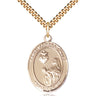 14kt Gold Filled St. Margaret Mary Alacoque Patron Saint Medal Necklace with 1 inch by 3/4 inch pendant on 24 inch curb chain by Bliss Manufacturing
