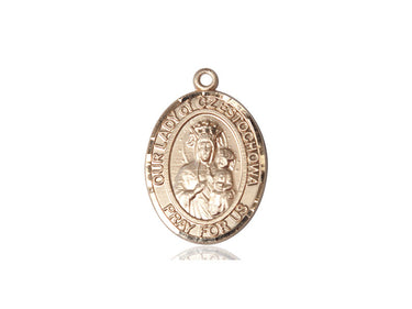14kt solid gold Our Lady of Czestochowa medal pendant 1 inch by 3/4 inch handcrafted by Bliss Manufacturing