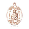 14kt solid gold St. Lucy patron saint medal pendant, 1 inch by 3/4 inch, handcrafted by Bliss Manufacturing USA