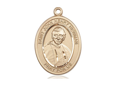 14kt solid gold Blessed John Henry Newman medal pendant, 1 x 3/4 inches, handcrafted by Bliss Manufacturing USA