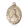 14kt solid gold St. Andre Bessette Catholic patron saint medal pendant 1 inch by three quarter inch handcrafted by Bliss Manufacturing