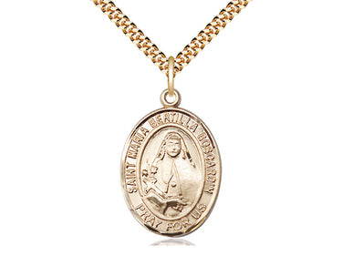 14kt Gold Filled St. Maria Bertilla Boscardin patron saint medal necklace 1 inch by 3/4 inch on 24 inch chain