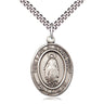 Sterling silver Our Lady of Good Help medal necklace with 24 inch chain handmade by Bliss Manufacturing