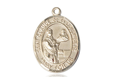 14kt Solid Gold St. Claude de la Colombiere Medal Pendant 1 inch x 3/4 inch handcrafted by Bliss Manufacturing