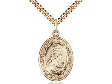 14kt Gold Filled St. Jadwiga of Poland Medium Patron Saint Medal Necklace 1 inch x 3/4 inch on 24 inch Chain by Bliss