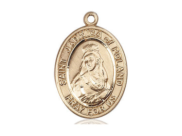 14kt Solid Gold St. Jadwiga of Poland Medal Pendant 1 inch by 3/4 inch handcrafted by Bliss