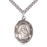 Sterling Silver St. Jadwiga of Poland Medal Necklace 1 inch by 3/4 inch on 24 inch chain by Bliss