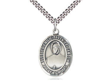 Sterling Silver Blessed Emilie Tavernier Gamelin medal necklace with 24 inch chain by Bliss Manufacturing