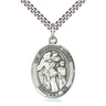 Sterling Silver Guardian Angel with Children Pendant Necklace 1x3/4 inch on 24 inch chain by Bliss